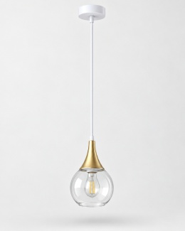 Lampa wisząca 1xE27 LACRIMA CLEAR WHITE/GOLD