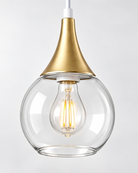 Lampa wisząca 1xE27 LACRIMA CLEAR WHITE/GOLD