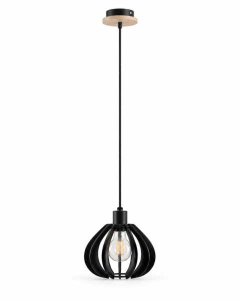 Lampa wisząca 1xE27 NICOLETA BLACK AND NATURAL 811