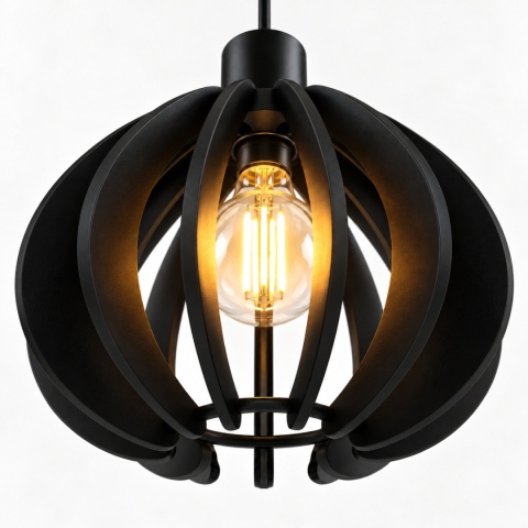 Lampa wisząca 1xE27 NICOLETA BLACK AND NATURAL 811