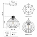Lampa wisząca 1xE27 NICOLETA BLACK AND NATURAL 811