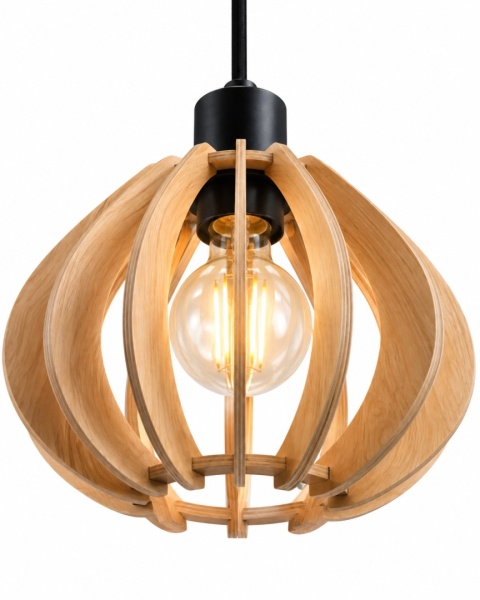 Lampa wisząca 1xE27 NICOLETA NATURAL AND BLACK 821