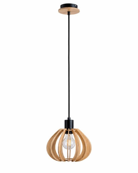 Lampa wisząca 1xE27 NICOLETA NATURAL AND BLACK 821