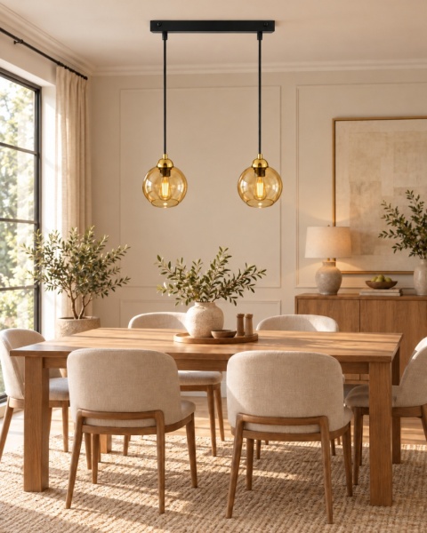 Lampa wisząca 2xE27 AMBRE GOLD