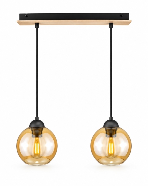 Lampa wisząca 2xE27 AMBRE WOOD