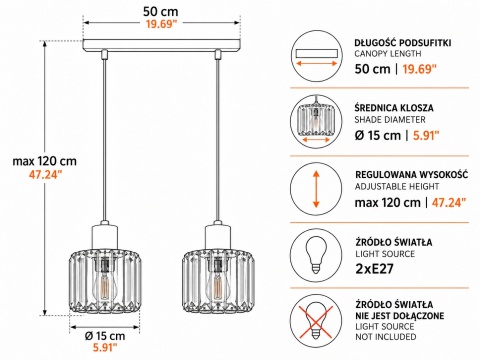 Lampa wisząca 2xE27 DECO