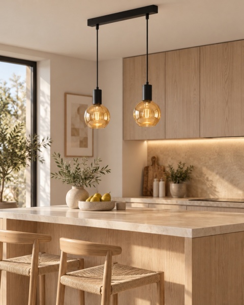 Lampa wisząca 2xE27 JANTAR BLACK