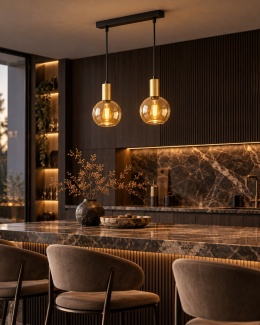 Lampa wisząca 2xE27 JANTAR GOLD