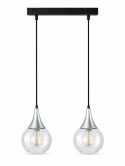 Lampa wisząca 2xE27 LACRIMA CLEAR BLACK/SILVER