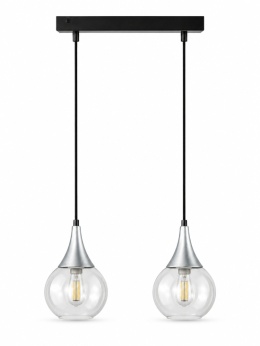 Lampa wisząca 2xE27 LACRIMA CLEAR BLACK/SILVER
