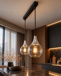 Lampa wisząca 2xE27 LACRIMA CLEAR BLACK/SILVER