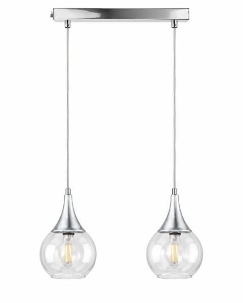 Lampa wisząca 2xE27 LACRIMA CLEAR SILVER