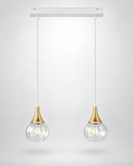 Lampa wisząca 2xE27 LACRIMA CLEAR WHITE/GOLD
