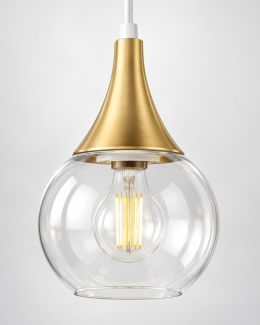 Lampa wisząca 2xE27 LACRIMA CLEAR WHITE/GOLD