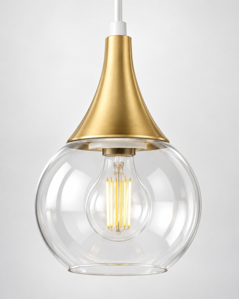 Lampa wisząca 2xE27 LACRIMA CLEAR WHITE/GOLD