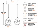 Lampa wisząca 2xE27 LOKI BLACK/GOLD