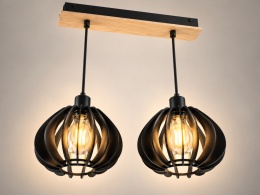 Lampa wisząca 2xE27 NICOLETA BLACK AND NATURAL 814