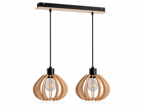 Lampa wisząca 2xE27 NICOLETA NATURAL AND BLACK 824