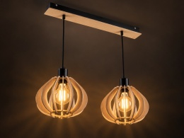 Lampa wisząca 2xE27 NICOLETA NATURAL AND BLACK 824