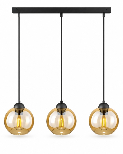Lampa wisząca 3xE27 AMBRE BLACK