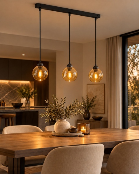 Lampa wisząca 3xE27 AMBRE BLACK