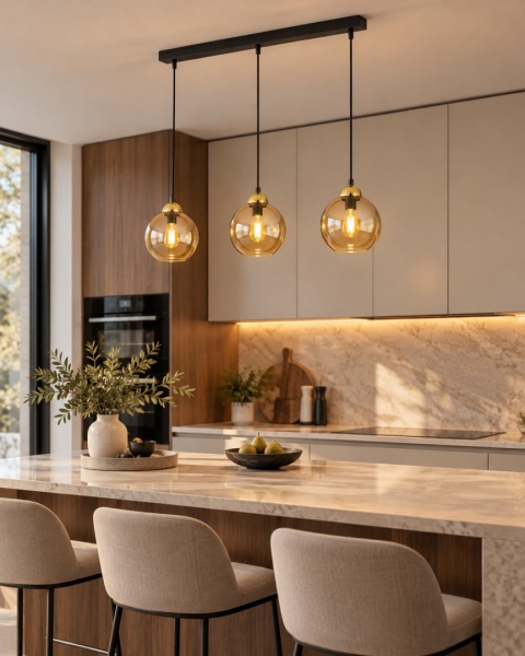 Lampa wisząca 3xE27 AMBRE GOLD