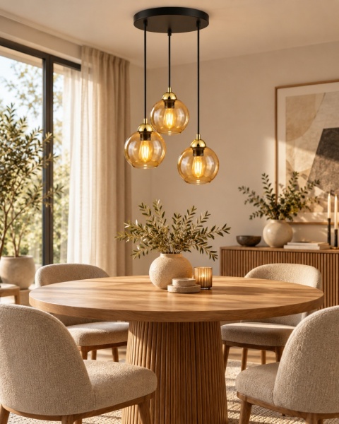 Lampa wisząca 3xE27 AMBRE GOLD
