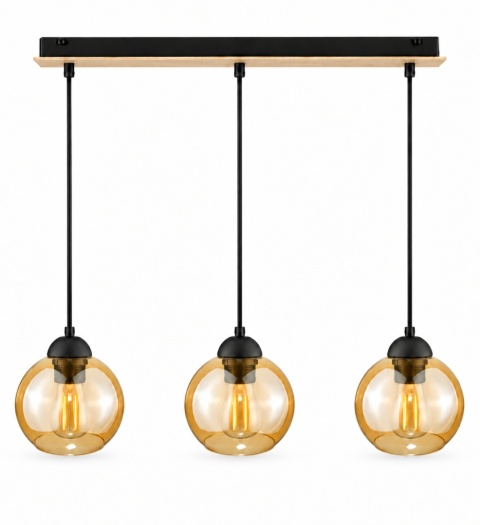 Lampa wisząca 3xE27 AMBRE WOOD