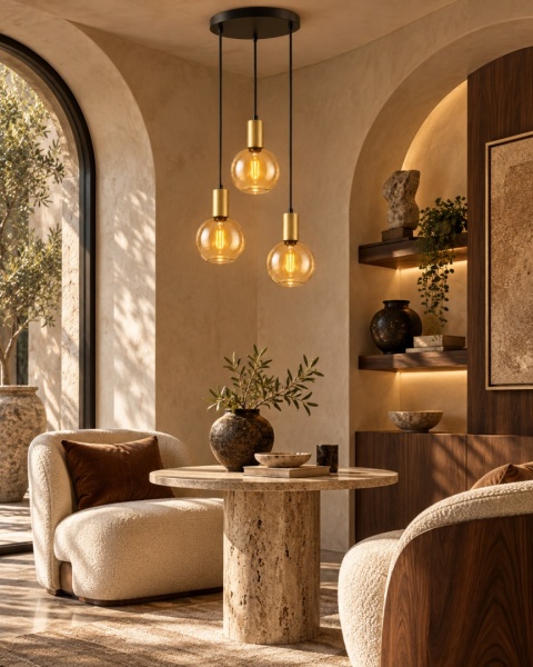 Lampa wisząca 3xE27 JANTAR GOLD