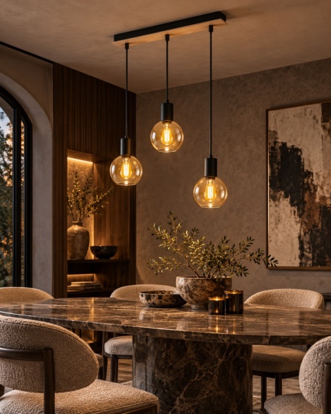 Lampa wisząca 3xE27 JANTAR WOOD