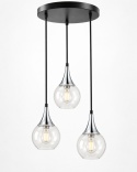 Lampa wisząca 3xE27 LACRIMA CLEAR BLACK/SILVER
