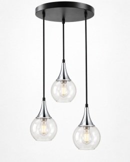 Lampa wisząca 3xE27 LACRIMA CLEAR BLACK/SILVER