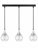 Lampa wisząca 3xE27 LACRIMA CLEAR BLACK/SILVER