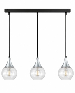 Lampa wisząca 3xE27 LACRIMA CLEAR BLACK/SILVER