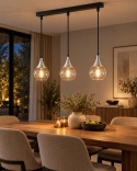 Lampa wisząca 3xE27 LACRIMA CLEAR BLACK/SILVER