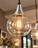 Lampa wisząca 3xE27 LACRIMA CLEAR BLACK/SILVER