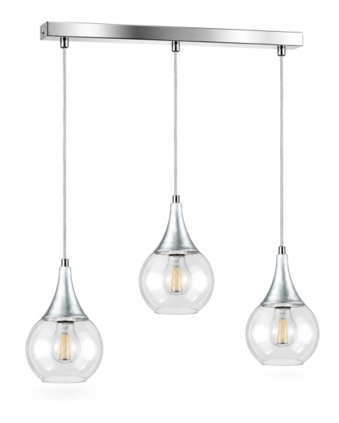 Lampa wisząca 3xE27 LACRIMA CLEAR SILVER