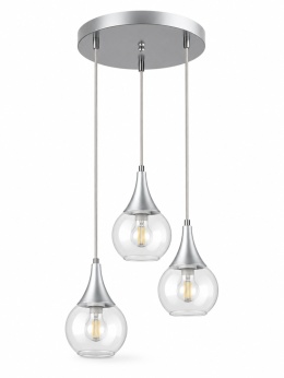 Lampa wisząca 3xE27 LACRIMA CLEAR SILVER