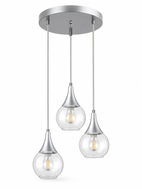 Lampa wisząca 3xE27 LACRIMA CLEAR SILVER