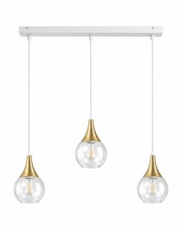 Lampa wisząca 3xE27 LACRIMA CLEAR WHITE/GOLD