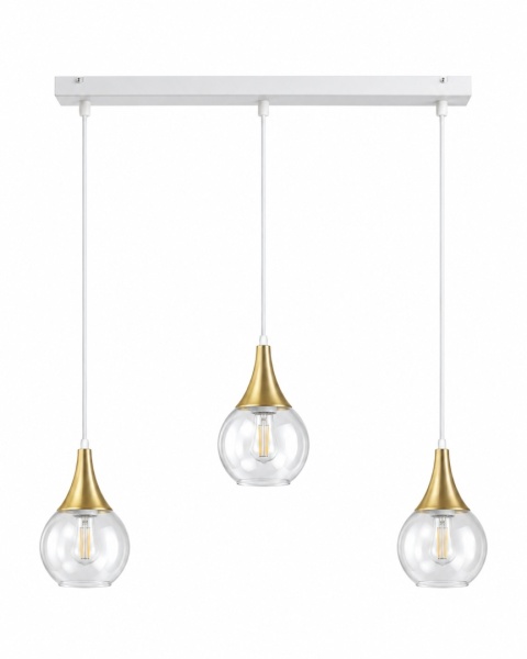 Lampa wisząca 3xE27 LACRIMA CLEAR WHITE/GOLD