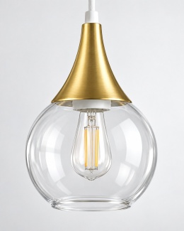 Lampa wisząca 3xE27 LACRIMA CLEAR WHITE/GOLD