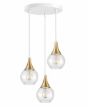 Lampa wisząca 3xE27 LACRIMA CLEAR WHITE/GOLD
