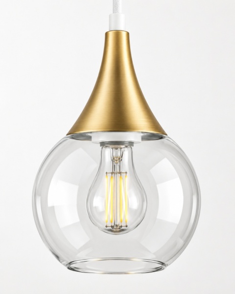 Lampa wisząca 3xE27 LACRIMA CLEAR WHITE/GOLD
