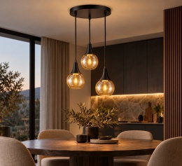 Lampa wisząca 3xE27 LACRIMA HONEY BLACK