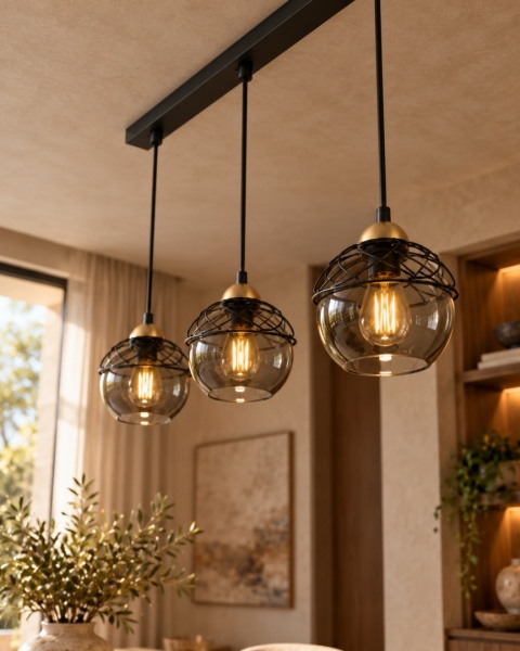 Lampa wisząca 3xE27 MERA BLACK/GOLD