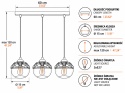 Lampa wisząca 3xE27 MERA BLACK/GOLD