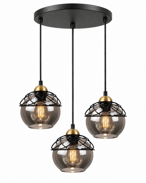Lampa wisząca 3xE27 MERA BLACK/GOLD
