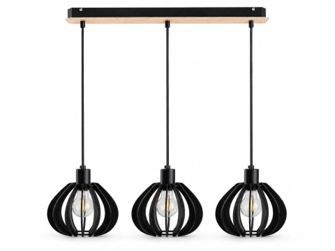 Lampa wisząca 3xE27 NICOLETA BLACK AND NATURAL 815