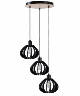 Lampa wisząca 3xE27 NICOLETA BLACK AND NATURAL 816
